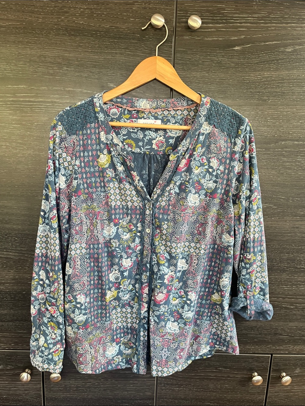 M&S Per Una Floral Cotton Blouse L